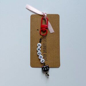 Lucky Cat Beaded Keychain